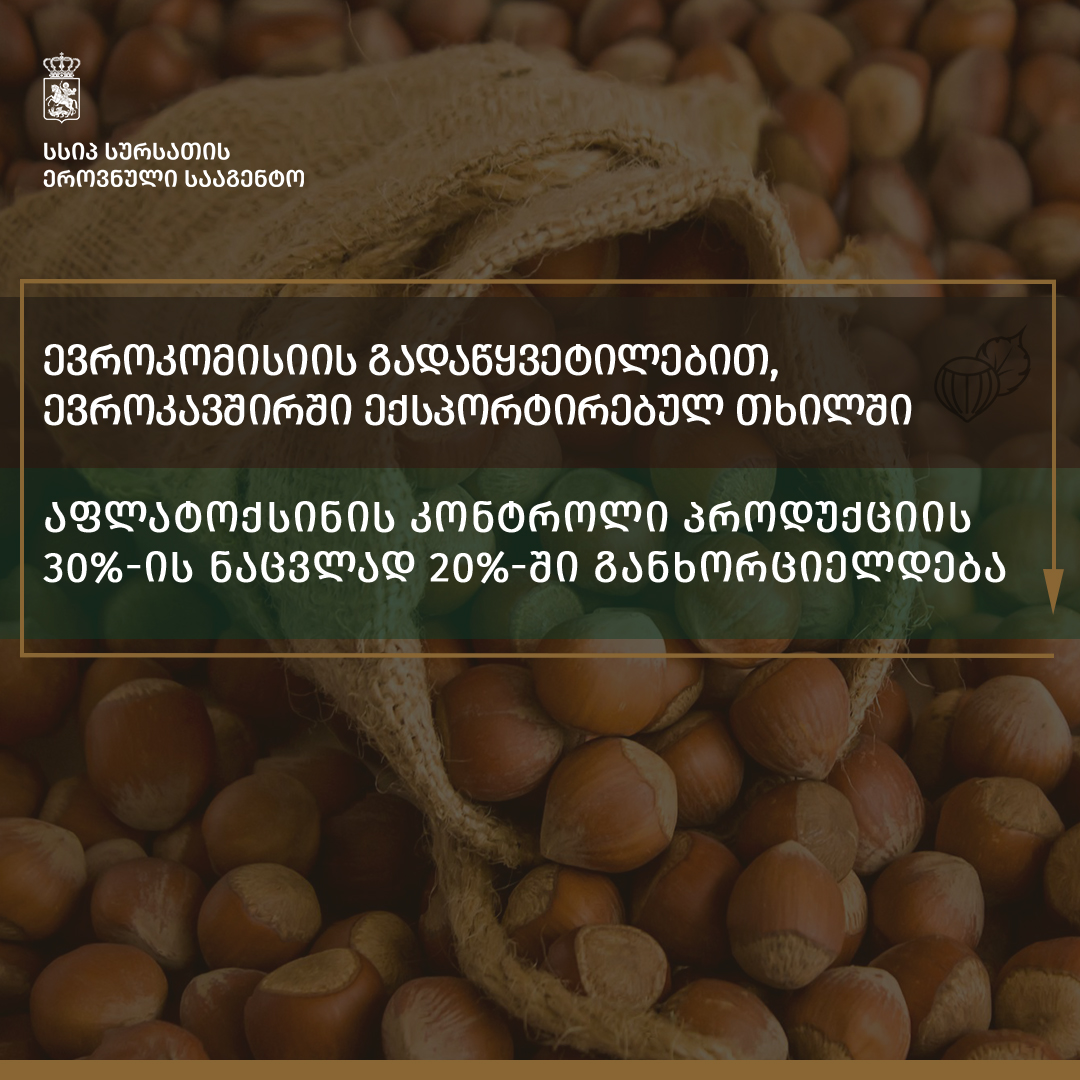 The European Union eased the control mechanisms of aflatoxin in nuts exported from Georgia